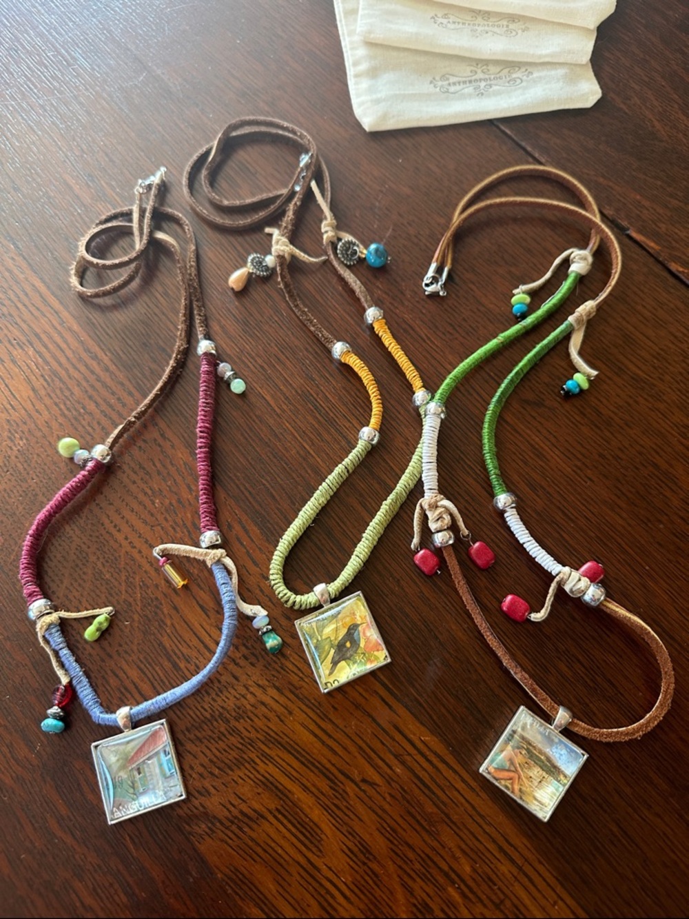 Handmade bundle 3 unique necklaces. 16- 17 inches but adjustable Anthropologie - Picture 3 of 10